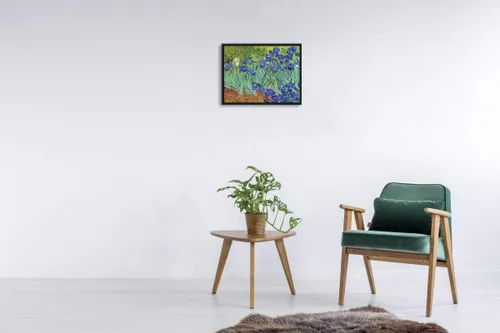 Vista 2 de Wieco Art Lienzo enmarcado para pared, impresiones de lirios de Van Gogh, flores famosas, pinturas al óleo, reproducción moderna de lienzo giclée