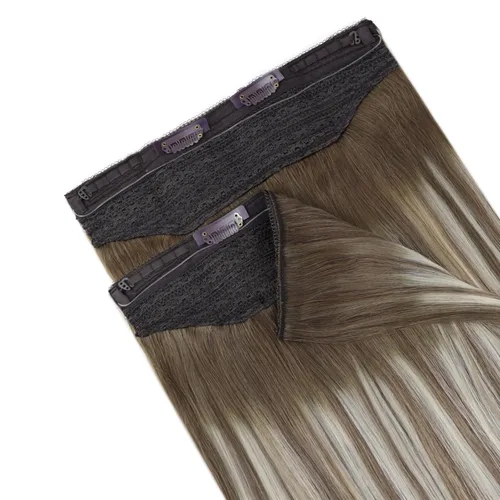 Vista 67 de Easyouth Extensión de cabello humano rubio con cola de caballo, extensiones de cabello humano rubio dorado con reflejos rubios, extensiones