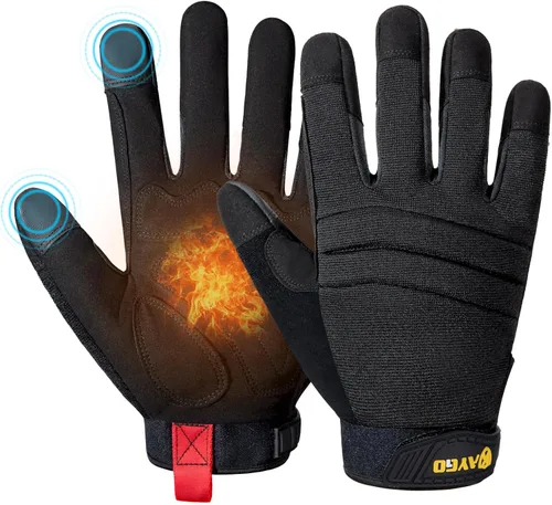Vista 7 de KAYGO Guantes de trabajo para hombre, KG125M Guantes mecánicos de uso general para todo propósito, excelente agarre, resistentes, destreza mejorada