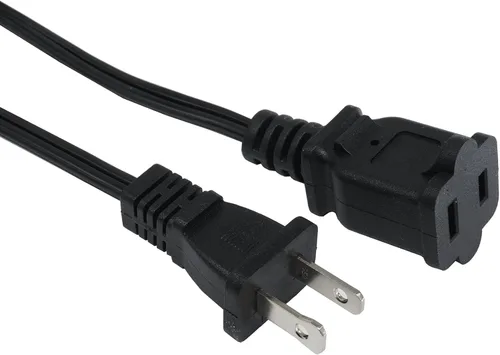 Vista 11 de Cable de extensión pequeño de 3 pies, corto de dos puntas, negro macho hembra 18 AWG cable de alimentación de CA polarizado para interiores, NEMA