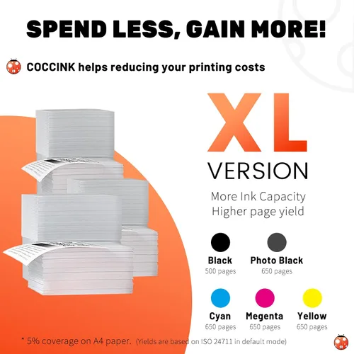 Vista 3 de Cartuchos de tinta COCCINK 273XL remanufacturados con Epson 273 XL T273 Work with XP-520 XP-620 XP-610 XP-600 XP-800 XP-810 XP-820 Printer Combo