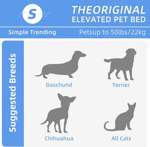 Vista 2 de Simple Trending Cama elevada para perros pequeños, cuna elevada impermeable para perros, cama refrescante para mascotas al aire libre, 36.5" x Negro
