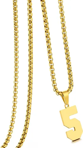 Vista 165 de Collar de Número Dorado para Hombre, Cadena de Acero Inoxidable con Colgante de Número para Atletas, Joyería Deportiva Personalizada para Niños