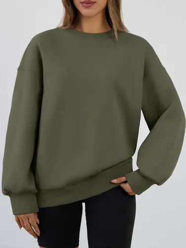 Vista 2 de Trendy Queen - Sudaderas para mujer, sudaderas con capucha de gran tamaño, cuello redondo, suéteres cómodos para otoño e invierno, ropa a la moda