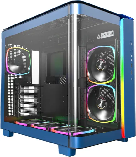 Vista 7 de Montech King 95 PRO - Carcasa de PC Gaming ATX de media torre de doble cámara, alto flujo de aire, paneles sin herramientas, frente curva de vidrio