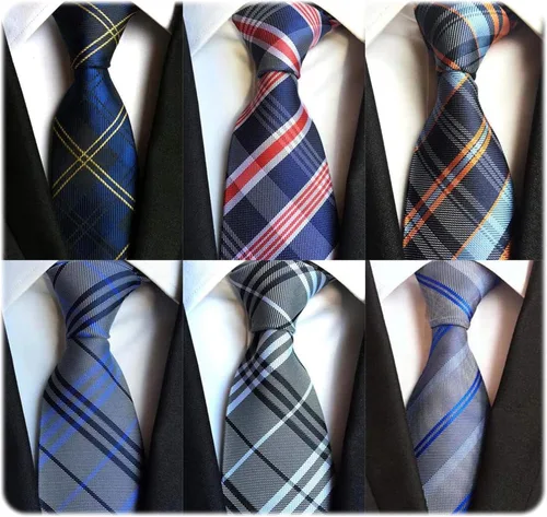 Vista 19 de WeiShang Lote de 6 corbatas clásicas de seda para hombre, corbatas tejidas jacquard