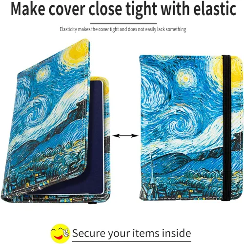 Vista 5 de Funda para pasaporte con bloqueo RFID de piel, organizador de documentos de viaje, Flores de albaricoque.), 201910301033D