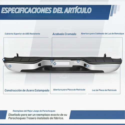 Vista 2 de Auto Dynasty Conjunto de parachoques trasero compatible con Chevy Silverado GMC Sierra 1500 2500 2500 1999-2006, 2007 1500 Classic Cromo pulido