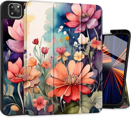 Vista 12 de Funda Tuiklol para iPad Pro de 12.9 pulgadas 2022 2021 2020 2018 6th / 5th / 4th / 3rd Gen Built in Pencil Holder Protective Stand Back Cover with