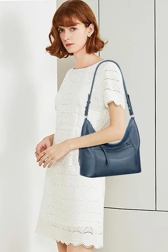 Vista 3 de Over Earth Bolso Hobo de cuero genuino para mujer, bolsos cruzados