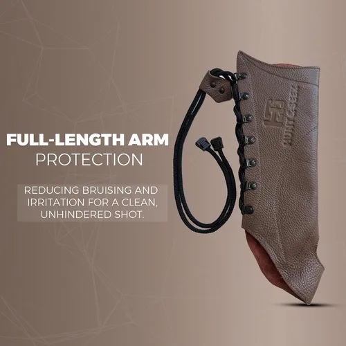 Vista 4 de Protector de brazo de cuero hecho a mano para mujeres y hombres, protector ajustable y ligero para caza, tiro al blanco para jóvenes y adultos