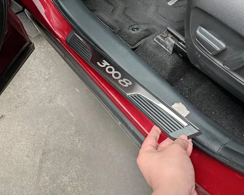 Vista 7 de Protector de rasguños para umbral de puerta de automóvil compatible con accesorios Peugeot 3008, juego de 4