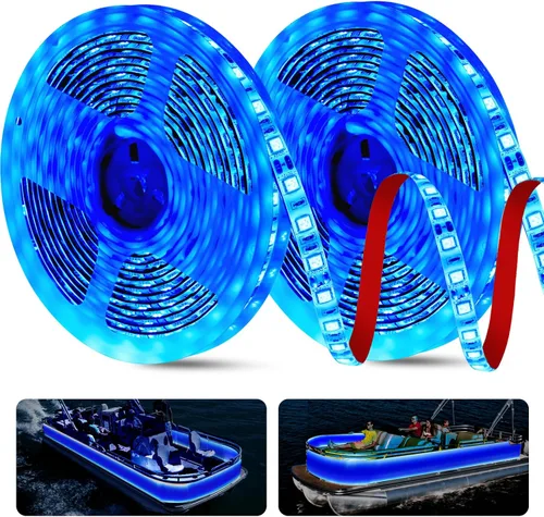 Vista 11 de Luces de barco de 25 pies para pesca nocturna, tira de luces LED marinas de 12 V, impermeable, luz interior para pontón, kayak, barcos Jon, lanchas