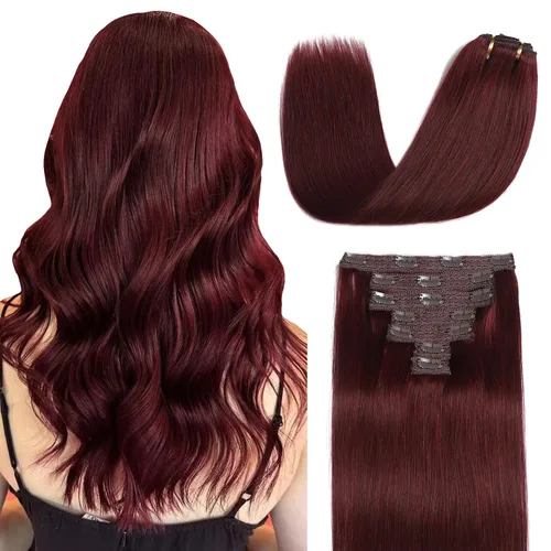Vista 16 de Sisily - Extensiones de cabello con clip de cabello humano real, 30 cm 70 g, balayage de marrón chocolate a rubio, 100% cabello humano Remy