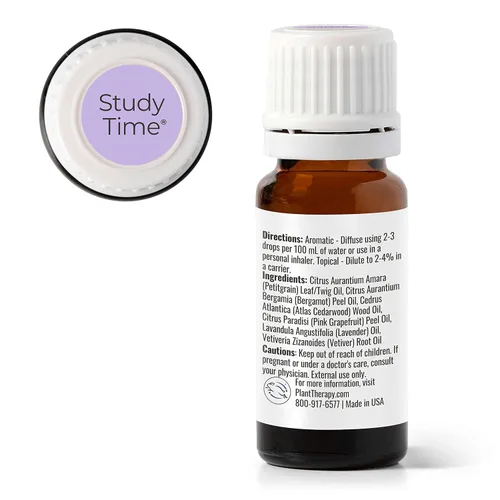 Vista 5 de Plant Therapy KidSafe A+ Attention Aceite esencial sinergético prediluido. Mezcla de: Petitgrain, Bergamota, cedro del Atlas, toronja, lavanda