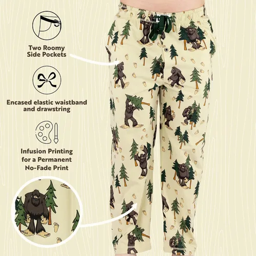 Vista 6 de Lazy One Bear & Bigfoot - Pantalones de pijama para hombre, pantalones separados para hombre, pantalones de descanso, divertidos, humorísticos