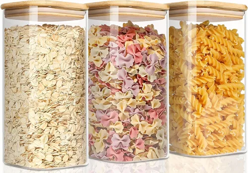 Vista 9 de VIEWELLD Recipientes de almacenamiento de vidrio cuadrados de 1.2 cuartos con tapas, frasco de vidrio con tapa hermética, recipiente de vidrio