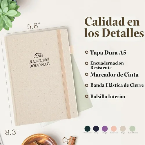 Vista 2 de JUBTIC Diario de Lectura - Diario de Libros Registro de Lectura para Revisar y Seguir tu Progreso de Lectura - Accesorios de Libros de Regalo