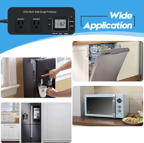 Vista 7 de Ortis Protector contra sobretensiones para electrodomésticos RV de doble salida (negro)