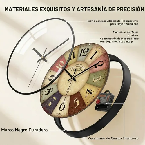 Vista 3 de [Usado] Reloj de pared vintage de 12 pulgadas con esfera de números romanos, reloj de cuarzo, silencioso, sin tic-tac, con esfera de vidrio B