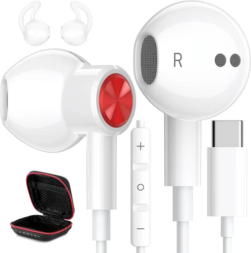 Vista 14 de iMangoo Auriculares USB C Tipo C para Samsung Galaxy S25 Ultra S24 Plus S23 S22 S21 S20 Auriculares Magnéticos con Cable HiFi DAC Micrófono