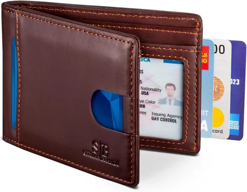 Vista 49 de SERMAN BRANDS RFID Blocking Slim Bifold Genuine Leather Thin Minimalist Front Pocket Wallets for Men Billfold Wallet Men Gift