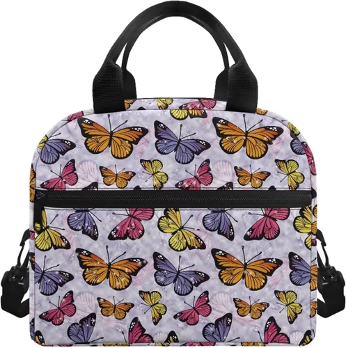 Vista 10 de doginthehole Bolsa de almuerzo de noche estrellada para mujeres y niñas, bolsa de almuerzo con correa ajustable para el hombro con estampado