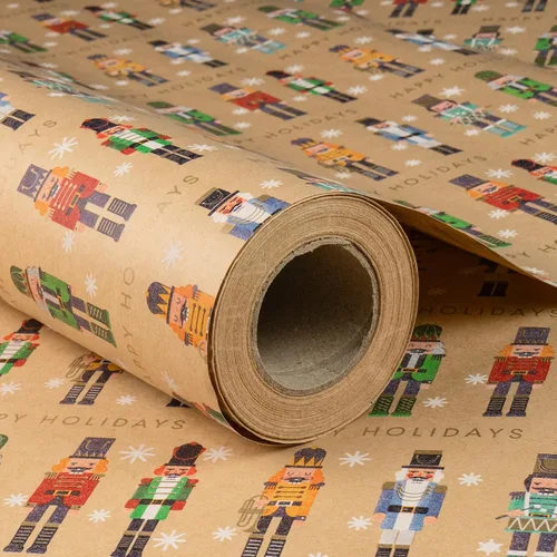 Vista 11 de RUSPEPA - Papel para envolver regalos de Navidad, rollo jumbo de papel kraft - Diseño de piña negra para envolver regalos navideños - 30 pulgadas x