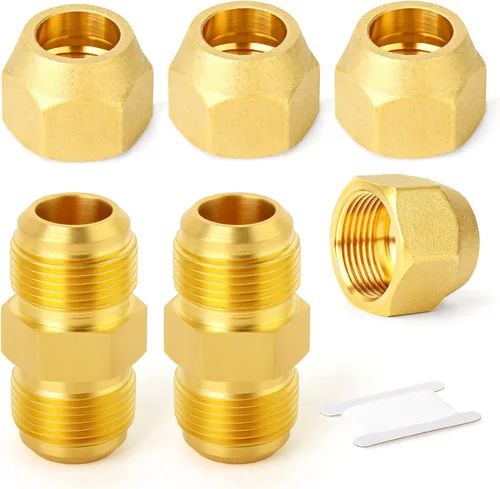 Vista 9 de GASHER Adaptador de codo de montaje de tubo de latón de 1/2 pulgada flare x 1/2 pulgada NPT macho Pipe