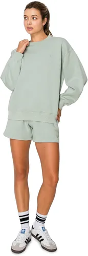 Vista 38 de Cali1850 Sudadera Cloud Nine Fleece Crew para mujer, ajuste relajado, cuello acanalado, puños y dobladillo