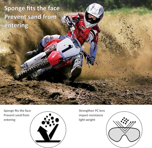 Vista 2 de Gafas de motocicleta para hombres y mujeres, gafas de motocross, de ATV, gafas para montar, gafas de viento, gafas de visión amplia, gafas