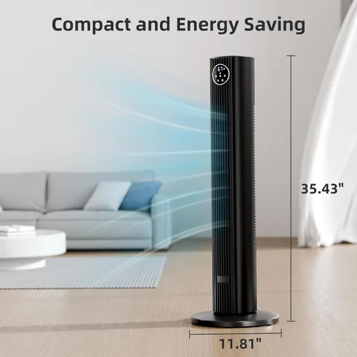 Vista 6 de Antarctic Star - Ventilador de torre portátil, ventilador de piso oscilante de 85°, ventilador silencioso de enfriamiento, temporizador de 12H, Negro