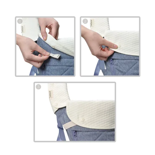 Vista 8 de Bebamour Babero reversible de algodón para todas las posiciones de transporte, babero blanco para niños y niñas (elefante)