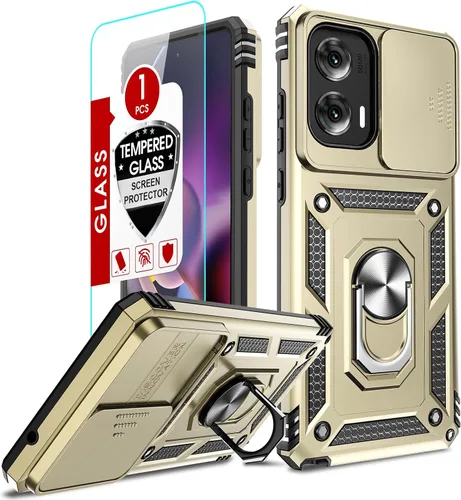 Vista 86 de LeYi Funda para Moto G Stylus 2022 4G (no compatible con 5G), funda para Moto G Stylus con 2 protectores de pantalla, funda protectora de grado Oro