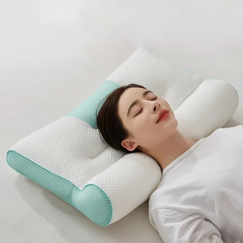 Vista 11 de Almohada cómoda de apoyo cervical para mejorar el sueño, almohada cervical mejorada 2025 mejorada para mejorar el sueño cervical para dormir Azul