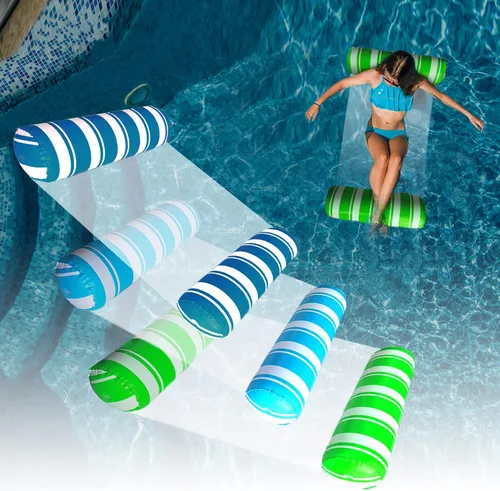 Vista 8 de Flotadores inflables para piscina, hamaca de agua de tamaño adulto, balsas de piscina, sillas flotantes, flotadores de piscina multiusos 4 en 1