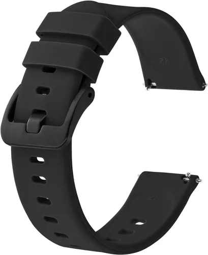Vista 83 de BISONSTRAP Correas de reloj de silicona, correas de reloj delgadas con liberación rápida, 0.787 in, negro con hebilla negra