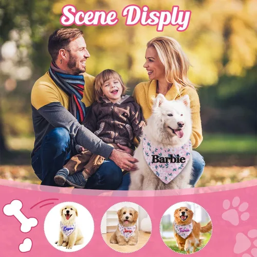 Vista 5 de Bandana personalizada para perro con nombre bordado, bufanda para cuello personalizada, babero triangular, accesorios para mascotas para perros