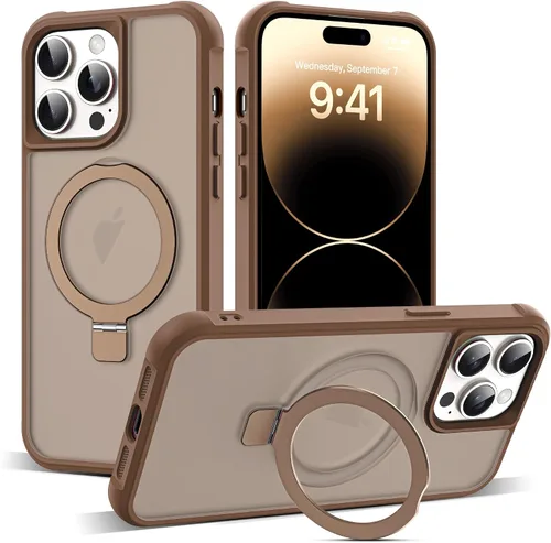 Vista 36 de SKYLMW - Funda compatible con iPhone 11 de 6.1 pulgadas, con soporte magnético invisible tipo anillo, funda translúcida de grado militar, compatible