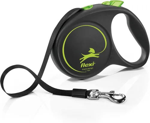 Vista 2 de Flexi Cinta de diseño negro verde pequeño 16.4 ft retráctil perro correa/plomo para perros de hasta 33.1 lbs/33 libras