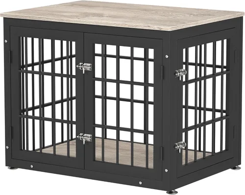 Vista 28 de rehomerance Mueble de jaula de perro resistente de 26 pulgadas para perros pequeños, mesa auxiliar decorativa para casa de mascotas, muebles de Negro