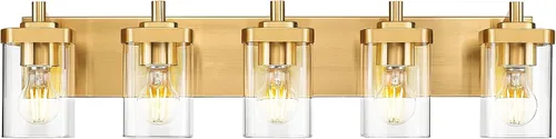 Vista 20 de Lámparas de baño, lámpara de tocador moderna de 4 luces con pantalla en forma de copa de vino de vidrio transparente, accesorios de iluminación Negro