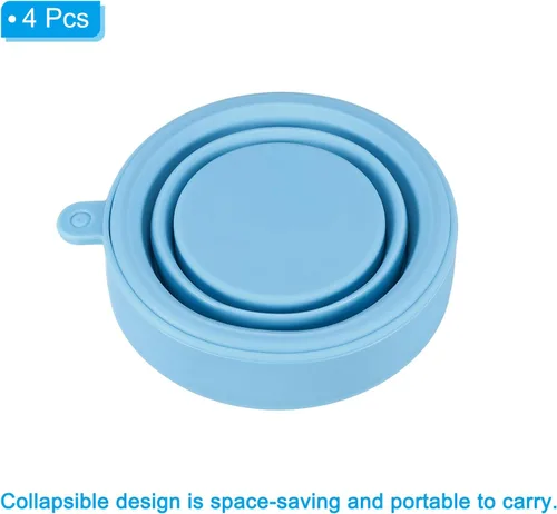 Vista 3 de PATIKIL Taza de viaje plegable, paquete de 4 vasos de agua plegables de viaje de 5.7 fl oz, taza de silicona portátil para acampar senderismo al Azul