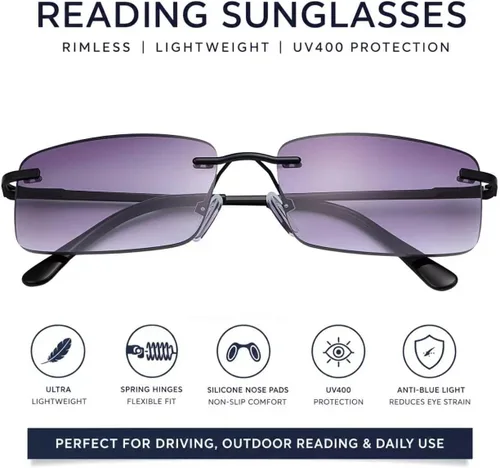 Vista 3 de YIMI Reading Sunglasses for Women, Full-Lens Rimless Gradient UV400
