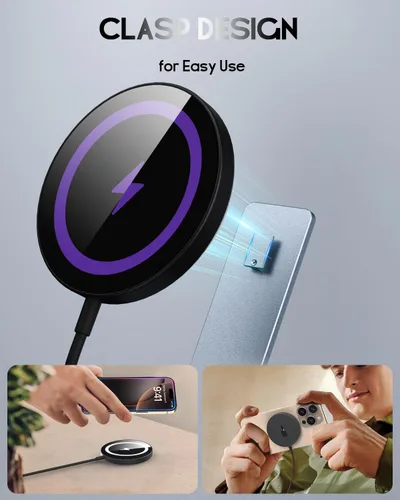 Vista 5 de Soporte de cargador inalámbrico magnético para cargador Mag-Safe, soporte de carga inalámbrico plegable de 15 W máximo hecho para iPhone
