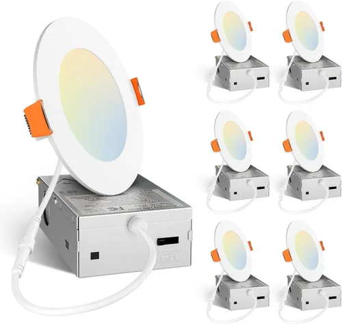 Vista 11 de Amico Paquete de 6 luces LED empotrables de 3 pulgadas con caja de Blanco
