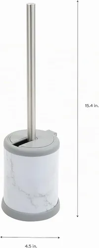 Vista 6 de Bath Bliss Cepillo de inodoro y soporte Tapa con cierre automático Cabezal de cepillo de 360 grados Limpieza del baño Tamaño compacto Mármol