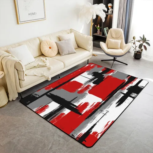 Vista 12 de Feelyou Tapete de interior de arte abstracto para niños y niñas, alfombra geométrica de 3 x 5 pulgadas, ultra suave, retro, circular, geométrica