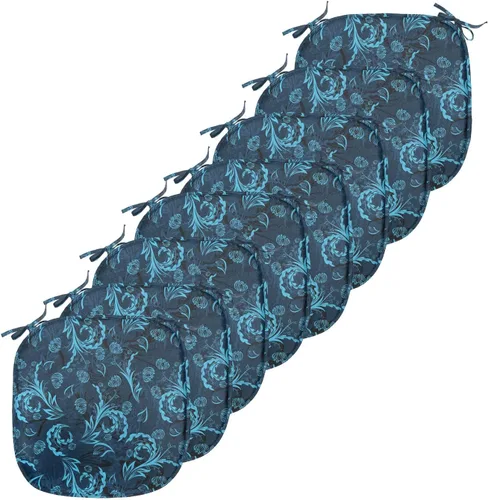 Vista 110 de Ambesonne Cojín de asiento para silla de flores, detalles florales con hojas y remolinos, estampado artístico romántico y vívido y vibrante