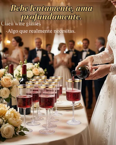 Vista 6 de Ciaell Paquete de 12 copas de vino de plástico, copas de vino de plástico